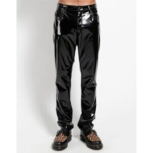 Tripp NYC Pants Mens 28 Black Skinny Leg Grunge Goth Vinyl 90s Vampire Punk